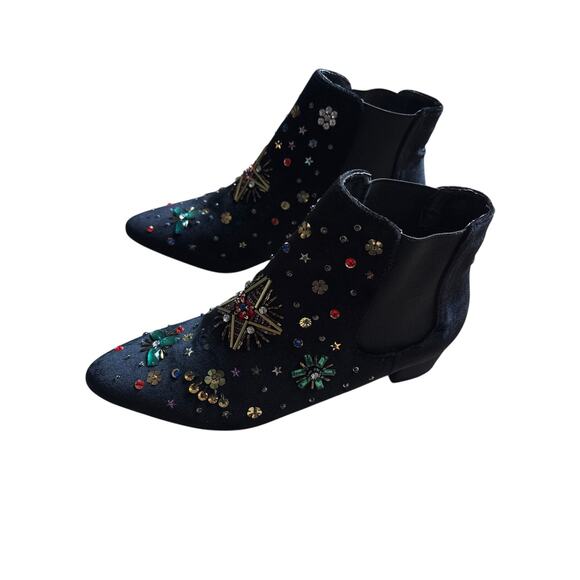 Betsey Johnson Jax Velvet Embellished Ankle Booties Size 8.5 - Picture 7 of 8